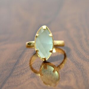 Aqua Chalcedony Gemstone Ring 925 Sterling Silver