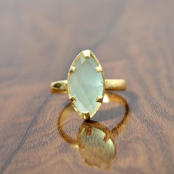 Aqua Chalcedony Gemstone Ring 925 Sterling Silver