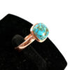 Handmade Rose Gold Plated Blue Copper Turquoise Cushion Gemstone Ring Wholesale 925 Sterling Silver Turquoise Bezel Rings