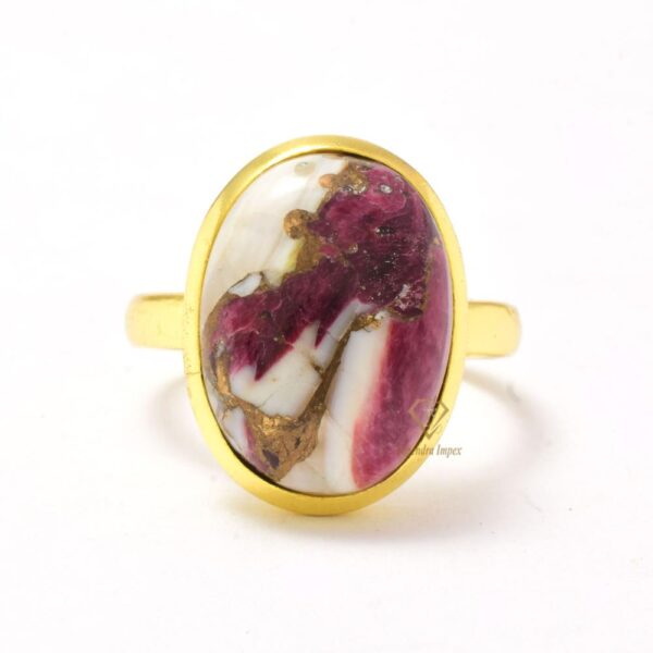 Handmade 925 Sterling Silver Oval Shape Purple Oyster Copper Gemstone Ring Wholesale Supplier & Manufacturer