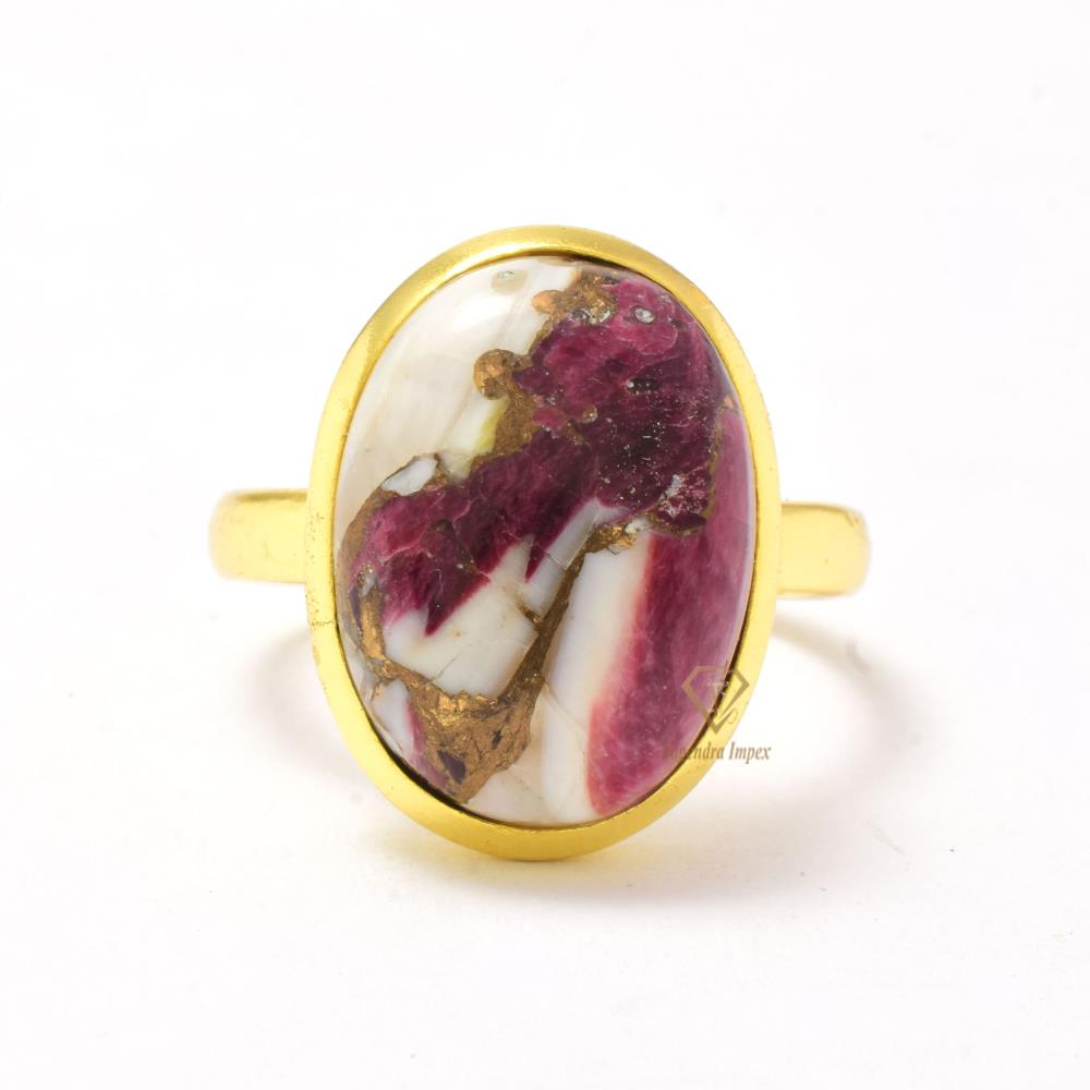 Handmade 925 Sterling Silver Oval Shape Purple Oyster Copper Gemstone Ring Wholesale Supplier & Manufacturer