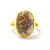 18k Micron Gold Plated Orange Calcite Copper Gemstone 925 Sterling Bezel Ring Handmade Calcite Ring For Wholesaler Suppliers