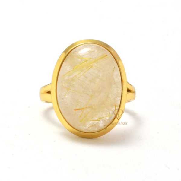 Gorgeous Natural Golden Rutile Gemstone Ring sterling Silver Ring 18k Gold Plated Oval Handmade Gemstone Ring For Wholesaler