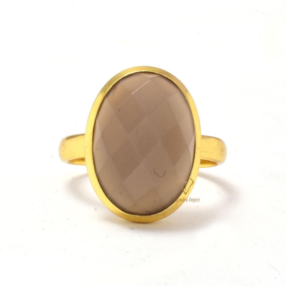 Handmade Natural Gray Moonstone Gemstone Silver Ring Oval Shaped Gemstone Ring Jewelry For Wholesaler