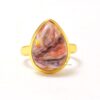High Quality Natural Pink Oyster Gemstone Ring 925 Sterling Silver Handmade Pear Shape Pink Stone Ring For Wholesale Suppliers