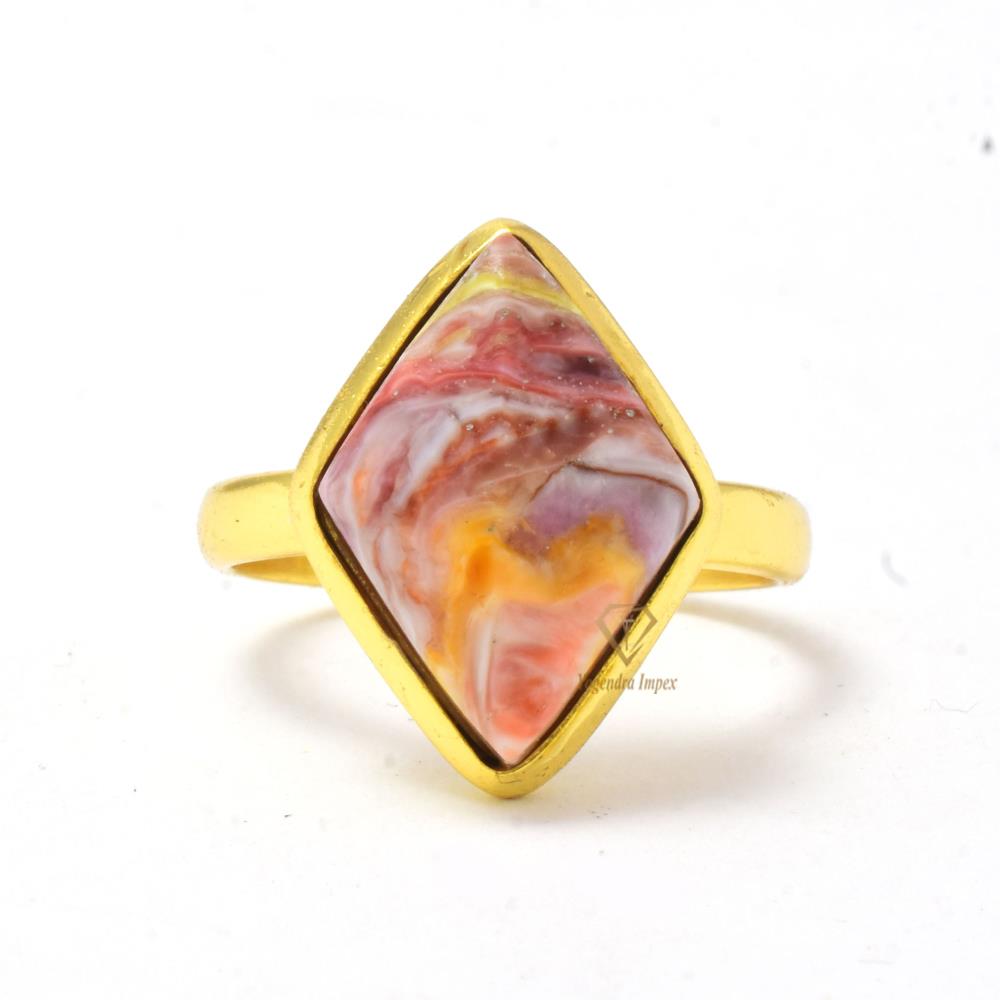 Top Quality Natural Pink Oyster Gemstone Rings/ 925 Sterling Silver Handmade Fancy Shape Oyster Rings For Wholesale Suppliers