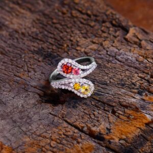 Gorgeous Multi Tourmaline Gemstone Ring 925 Sterling Silver Prong Set Designer Cubic Zircon Ring For Wholesaler Suppliers