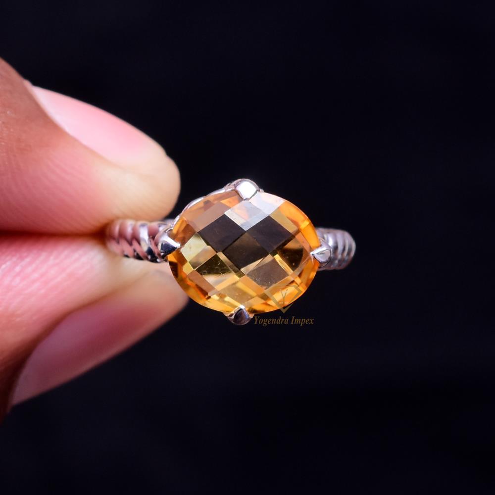 Handmade Natural Citrine Gemstone Ring/925 Sterling Silver Latest Handmade Oval Shape Wedding Jewelry For Wholesaler Suppliers