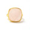 Handmade Natural Rose Quartz Gemstone 925 Sterling Silver Ring Cushion Shaped Pink Gemstone Ring