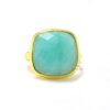 Elegant Cushion Shape 18k Gold Plated Natural Amazonite Gemstone Ring Wholesale 925 Sterling Silver Amazonite Ring