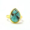 Gorgeous Natural Copper Amazonite Gemstone 925 Sterling Silver Ring Bezel Set Fine Silver Pear Gemstone Ring For Suppliers