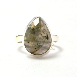 Natural Labradorite Gemstone Pear Shape Gemstone Ring 925 Sterling Silver Bezel Jewelry For Wholesale Supplier