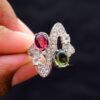 Gorgeous Natural Multi Tourmaline Gemstone 925 Sterling Silver Ring Gemstone Designer Ring Jewelry For Wholesale Suppliers