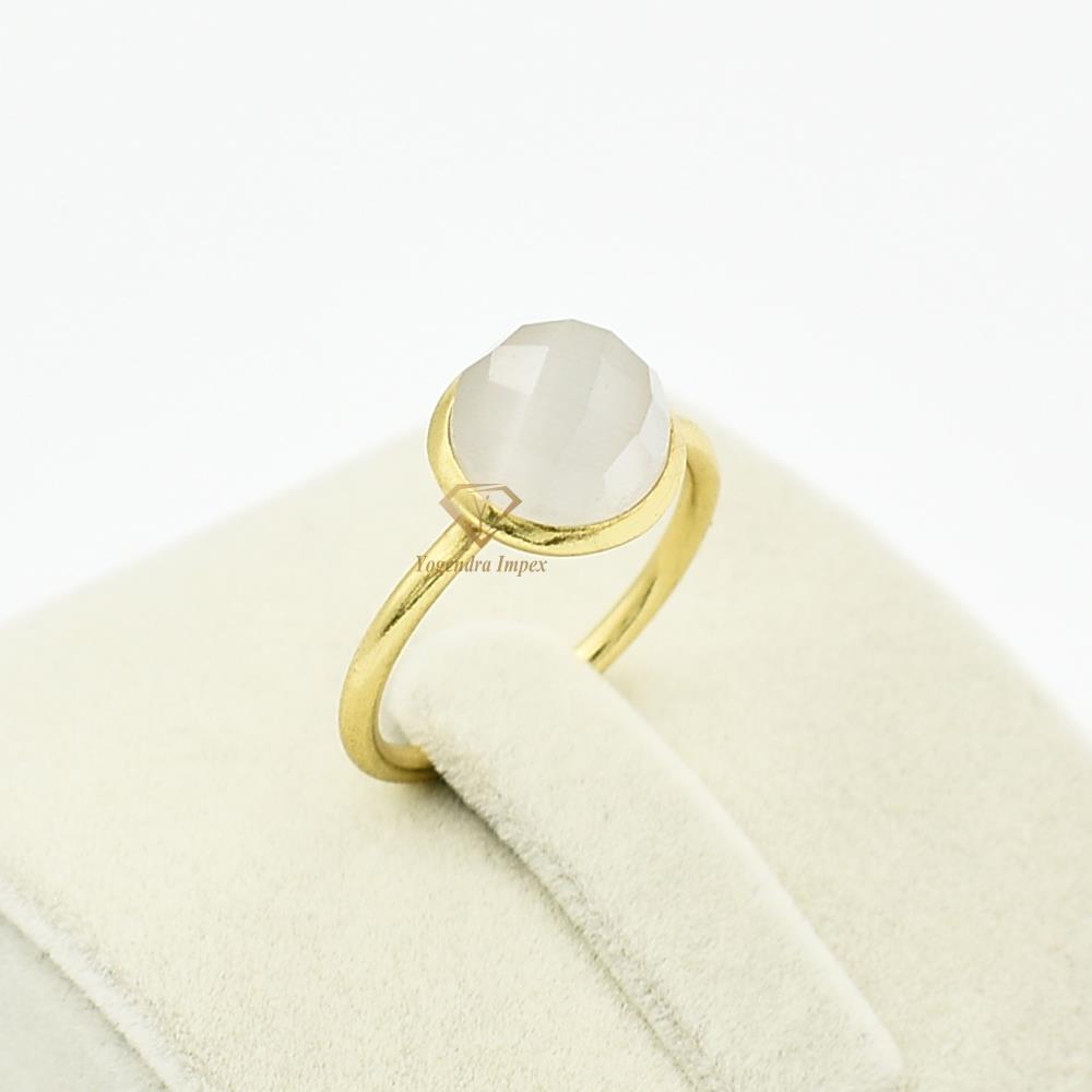 Top Quality Natural White Monalisa Quartz Gemstone Handmade 925 Sterling Silver Unique Ring Jewelry For Wholesale Supplies