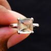 Gorgeous Green Amethyst Gemstone 925 Sterling Silver Ring Cushion Shape Green Silver Gemstone Ring For Wholesale Suppliers