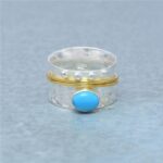Handmade Natural Turquoise Gemstone Spinner 925 Sterling Silver Ring Blue Stone Thumb Ring For Wholesale Suppliers