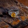Elegent Natural Yellow Citrine Gemstone 925 Sterling Silver Ring Handmade Cushion Silver Women Beautiful Ring For Wholesaler