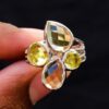 Exquisite Natural Green Gold Gemstone Ring 925 Sterling Silver Beautiful Green Gemstone Designer Rings Jewelry For Wholesaler