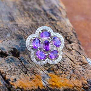 Top Quality Natural Amethyst Gemstone Ring 925 Sterling Silver Prong Set Handmade Ethnic Party Ring For Wholesale Suppliers