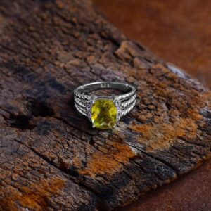 Gorgeous Natural Green Gold Gemstone 925 Sterling Silver Ring CZ Silver Ring Wholesaler Suppliers