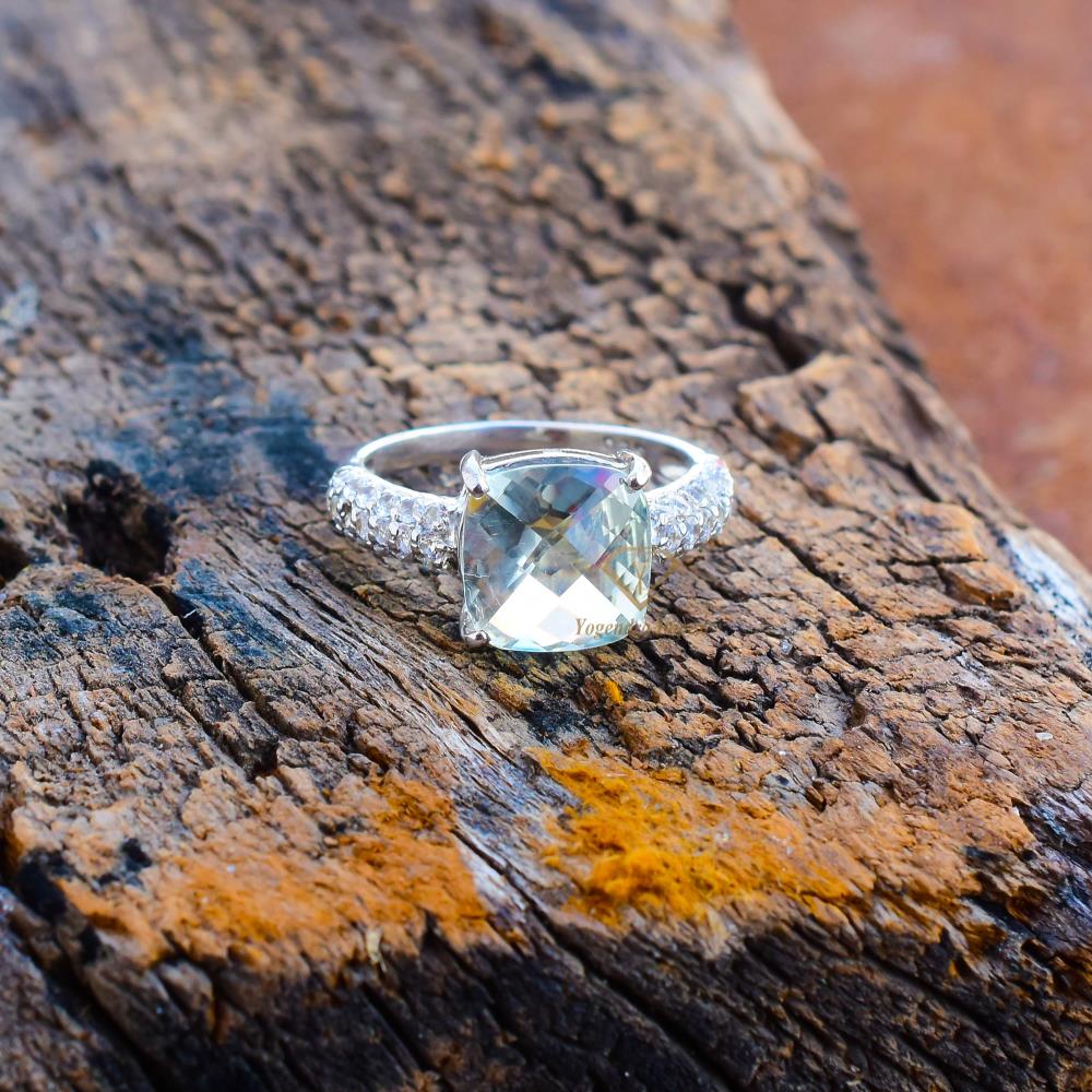Natural Green Amethyst Gemstone Ring 925 Sterling Silver/ Green Gemstone Handmade Wedding Ring For Suppliers & Manufacturer