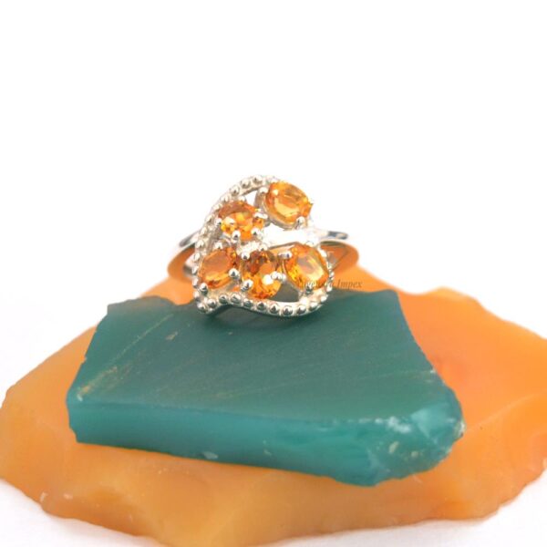 Top Quality Natural Citrine Gemstone Ring 925 Sterling Silver Wedding Anniversary Leaf Shape Ring Jewelry For Wholesale Supplier