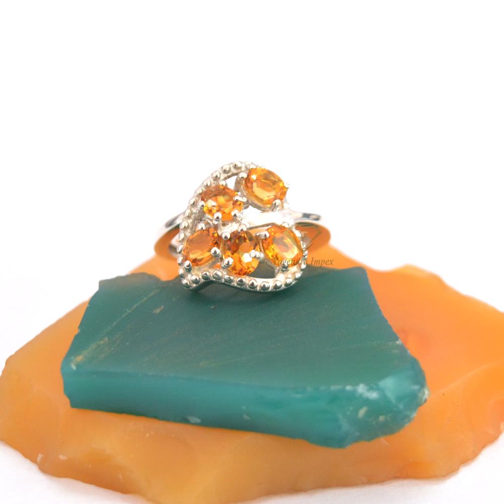 Top Quality Natural Citrine Gemstone Ring 925 Sterling Silver Wedding Anniversary Leaf Shape Ring Jewelry For Wholesale Supplier