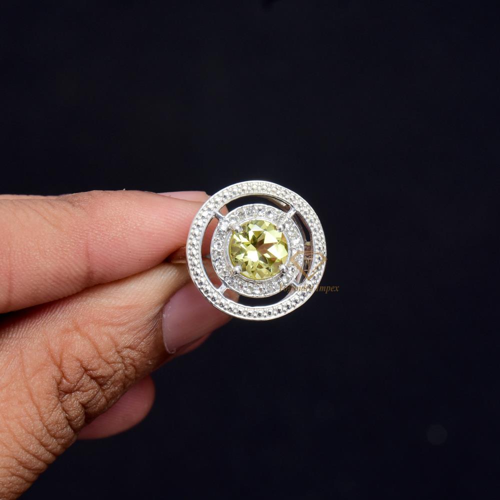 Gorgeous Natural Lemon Quartz Gemstone Ring/925 Sterling Silver Beautiful Yellow Gemstone Wedding Ring Jewelry For Supplies