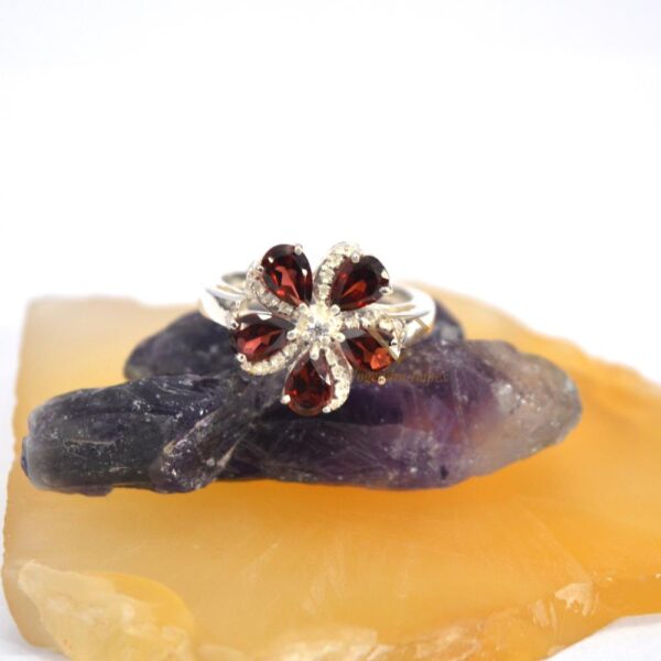 Gorgeous Pear Shape Natural Red Garnet Gemstone Ring/ 925 Sterling Silver Topaz Gemstone Ring Jewelry For Wholesale Suppliers