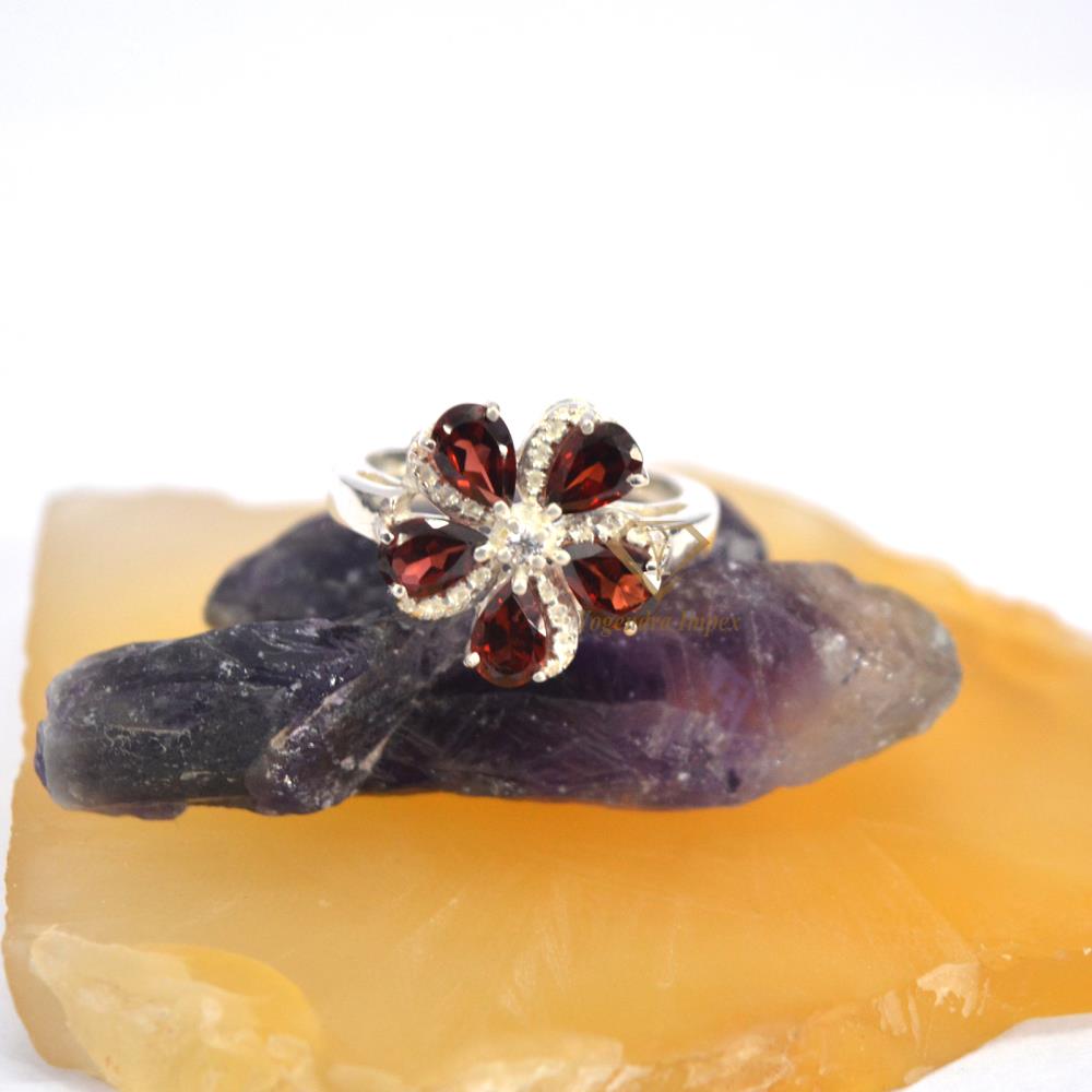 Gorgeous Pear Shape Natural Red Garnet Gemstone Ring/ 925 Sterling Silver Topaz Gemstone Ring Jewelry For Wholesale Suppliers