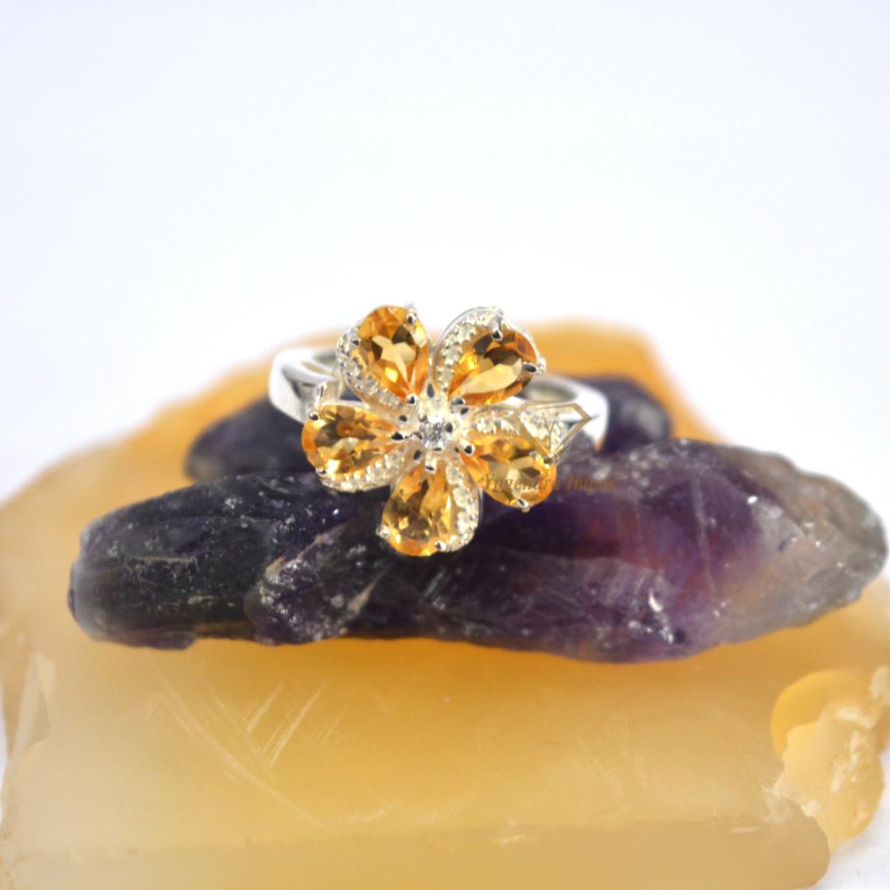 Pear Shape Natural Citrine Gemstone Ring, Wholesale 925 Sterling Silver Yellow Gemstone Ring Jewelry For Supplier & Manufacturer