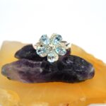 Pear Natural Sky Blue Topaz Gemstones Ring White Rhodium Plated 925 Sterling Silver Flower Design Ring For Wholesale Suppliers