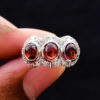 Gorgeous Natural Red Garnet Gemstone Ring 925 Sterling Silver Three Stone Red Gemstone Rings Jewelry For Wholesale Suppliers