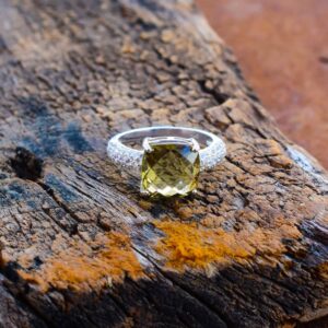 Elegant Natural Olive Quartz Gemstone Ring 925 Sterling Silver, Handmade Green Quartz Ring For Manufacturer & Suppliers