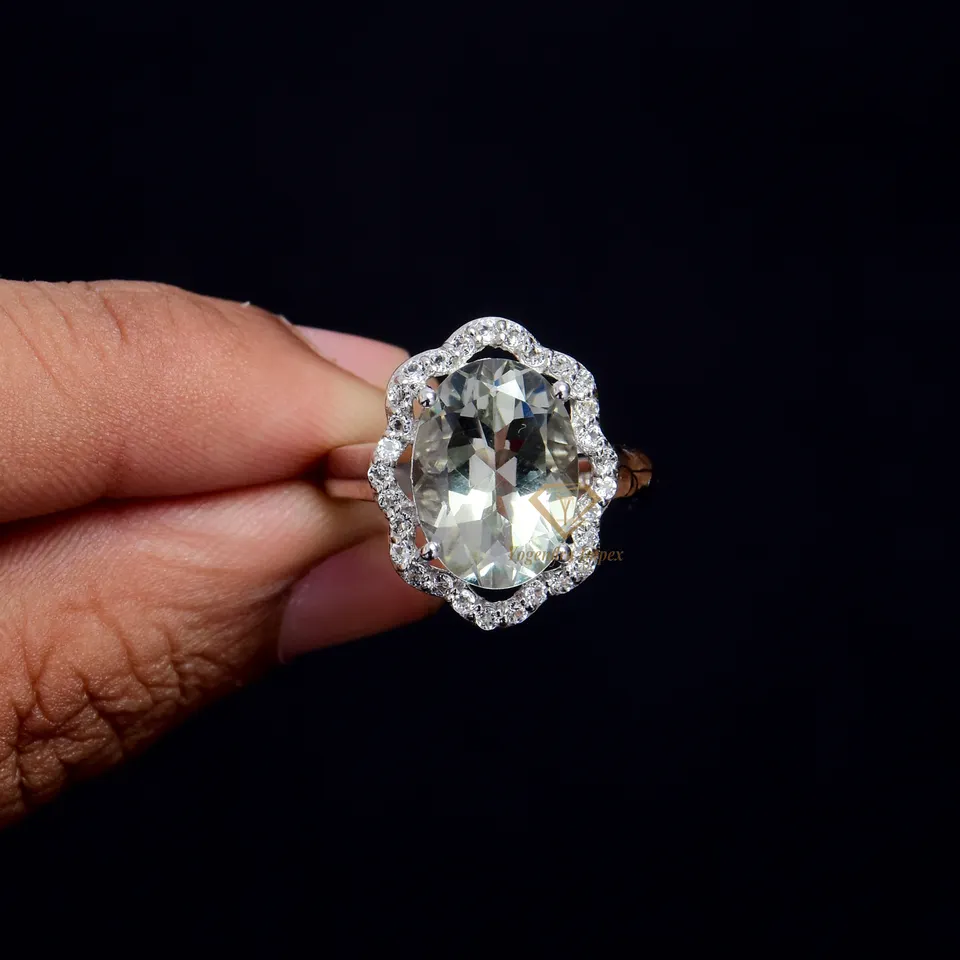 High Quality Natural Sky Blue Topaz Gemstone Sterling Silver Rings Wholesale Designer Ring White Rhodium Plated For Suppliers