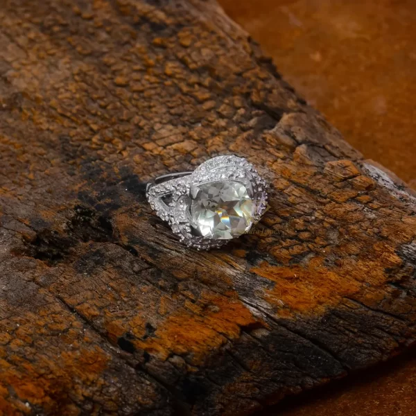 Natural Green Amethyst Gemstone 925 Sterling Silver Prong Ring White Rhodium Plated Anniversary Ring For Wholesale Suppliers