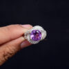 Cushion Natural Purple Amethyst Gemstone 925 Sterling Silver Ring/Handmade Prong Set Wedding Ring For Wholesale Supplies