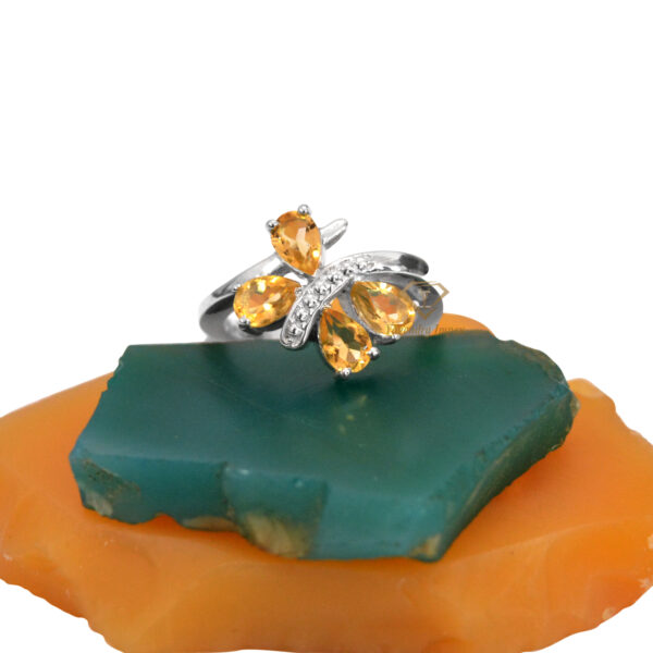 Pear Shape Citrine Gemstones 925 Sterling Silver Ring Wholesale 925 Sterling Silver Prong Set Handmade Ring For Manufacturer