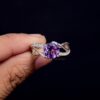 Gorgeous Natural Purple Amethyst Gemstone Ring/925 Sterling Silver White Topaz & Purple Gemstone Ring Jewelry For Supplies