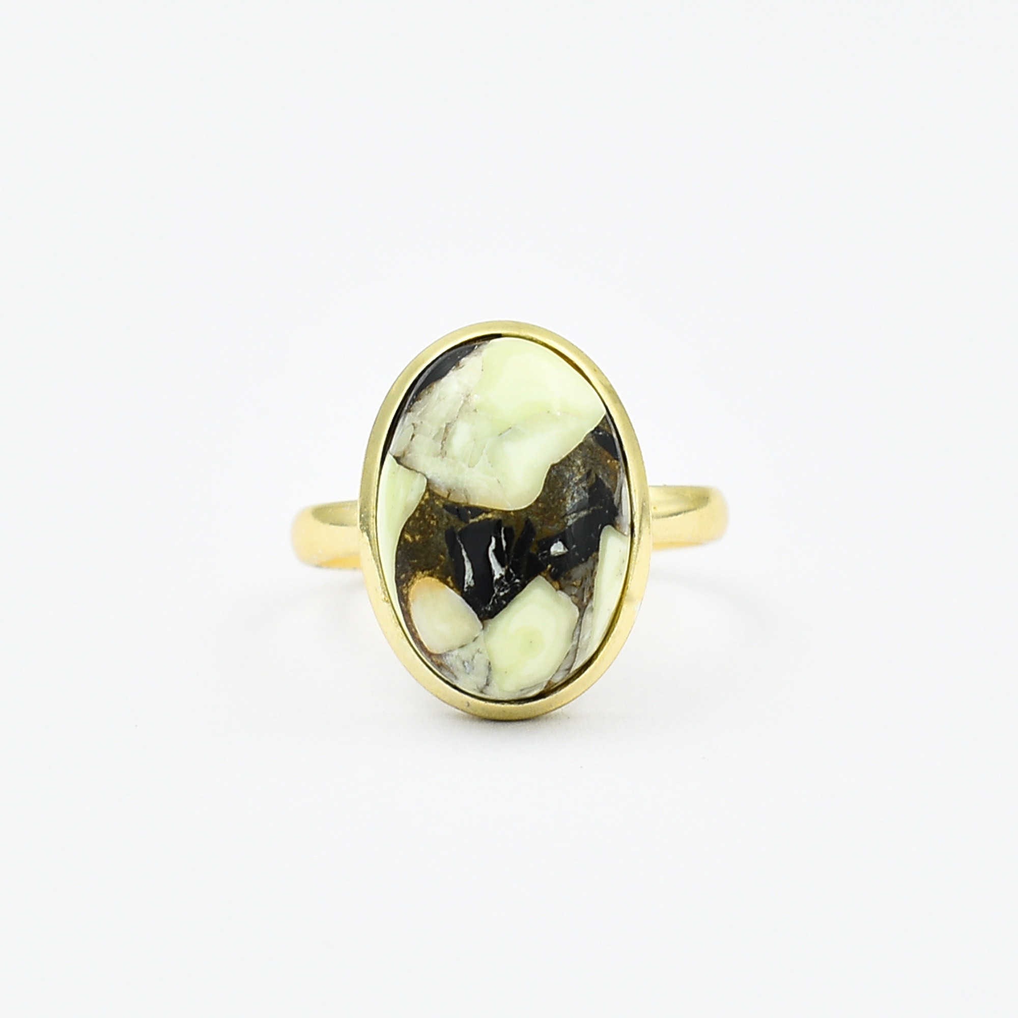 18k Gold Plated Lemon Quartz Black Spinel Copper Gemstone Ring 925 Sterling Silver Oval Shape Gemstone Ring Wholesale Supplier