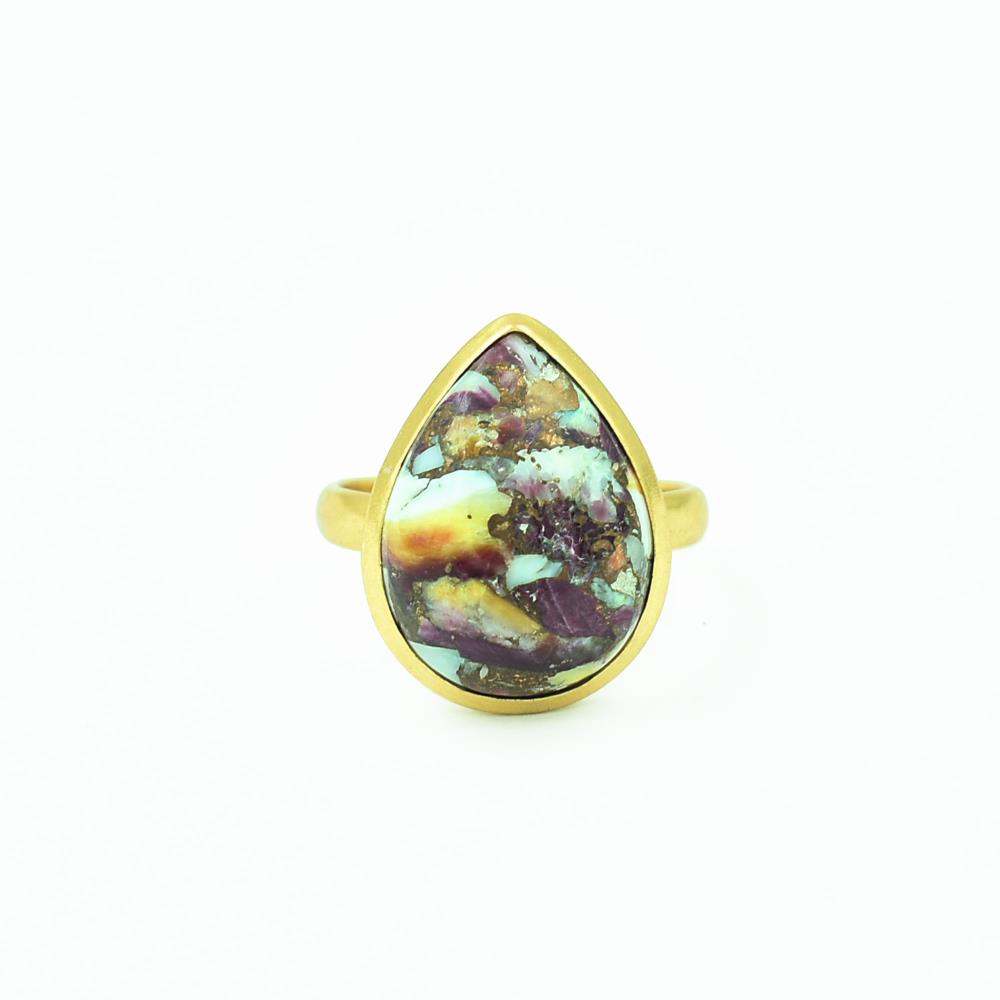 Natural Purple Oyster Copper Gemstone 925 Sterling Silver Ring Handmade Pear Shape Designer Jewelry Manufacturer & Suppliers