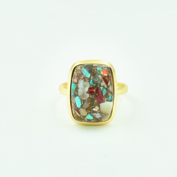 Spiny Blue Oyster Copper Turquoise Gemstone Ring, 18k gold micron plated christmas Ring Wholesale Supplier