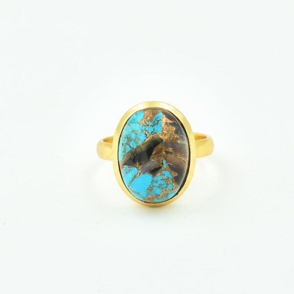 Gorgeous Natural Black Shell Copper Turquoise Gemstone 925 Sterling Silver Ring Black Gemstone Ring For Wholesale Suppliers
