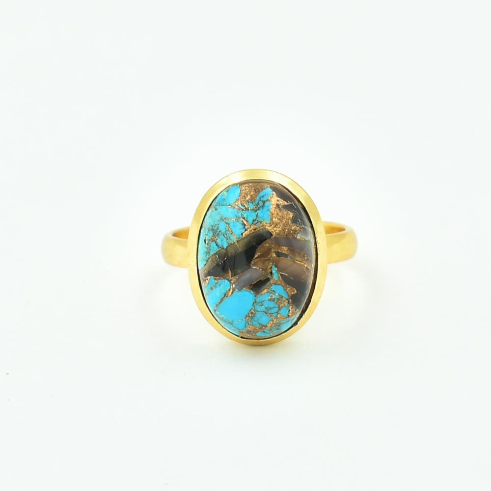 Gorgeous Natural Black Shell Copper Turquoise Gemstone 925 Sterling Silver Ring Black Gemstone Ring For Wholesale Suppliers