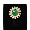 18k Gold Plated Round Green Onyx Gemstone Sunflower Ring, 925 Sterling Silver Cubic Zirconia Fancy Rings Wholesale Supplier