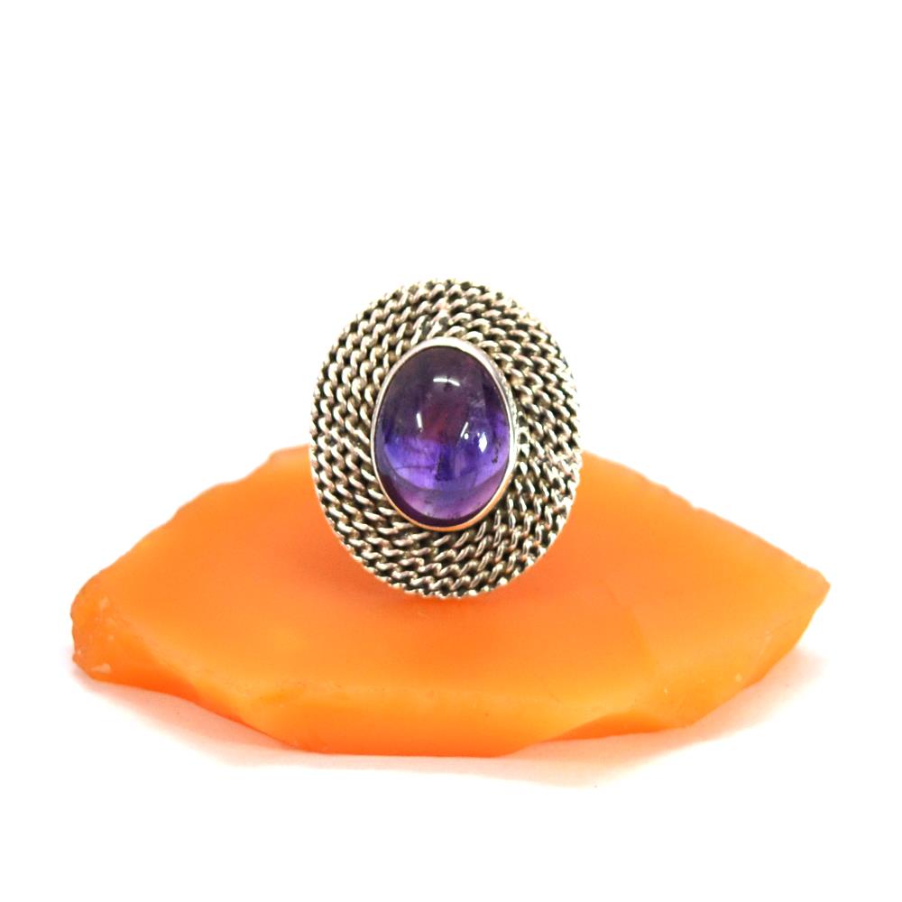 Purple Amethyst Cabochon Ring