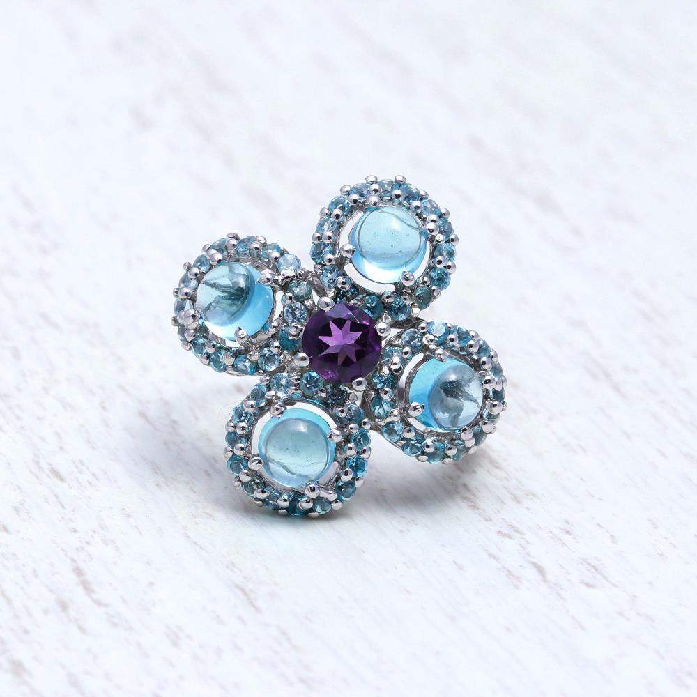 Blue Topaz & Amethyst