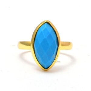 Marquise Natural Turquoise Gemstone 925 Sterling Silver Ring/Vintage Bezel Set Anniversary Ring For Wholesale Suppliers