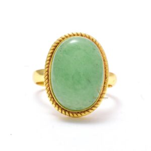Oval Shape Natural Green Aventurine Gemstone 925 Sterling Silver Ring/Bezel Aventurine Handmade Ring For Wholesale Suppliers