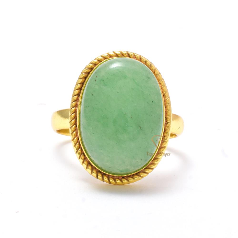 Oval Shape Natural Green Aventurine Gemstone 925 Sterling Silver Ring/Bezel Aventurine Handmade Ring For Wholesale Suppliers